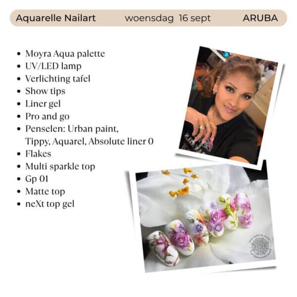 Aquarelle Nailart workshop Aruba