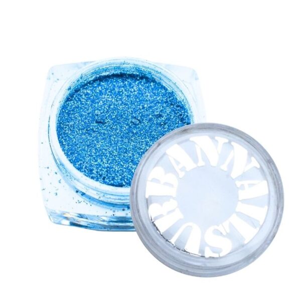 urban nails biodegradable helderblauw glitter dust bgd08