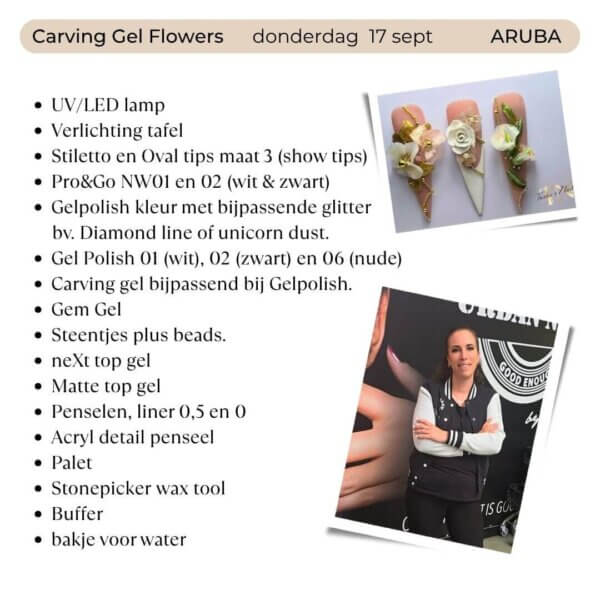 Carving Gel Flowers workshop Aruba