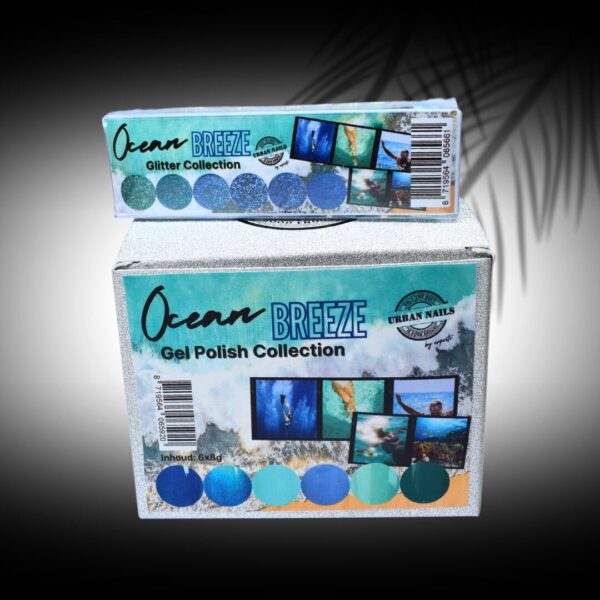 Ocean Breeze gel polish en glitter collection urban nails verpakking