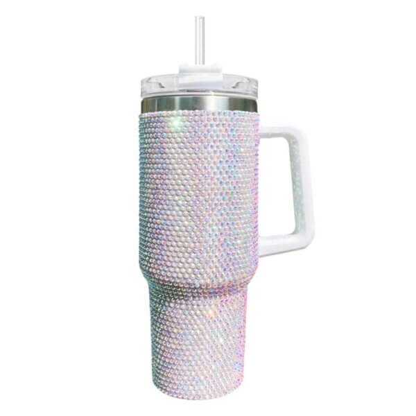 Rhinestone Tumbler Cup White XL