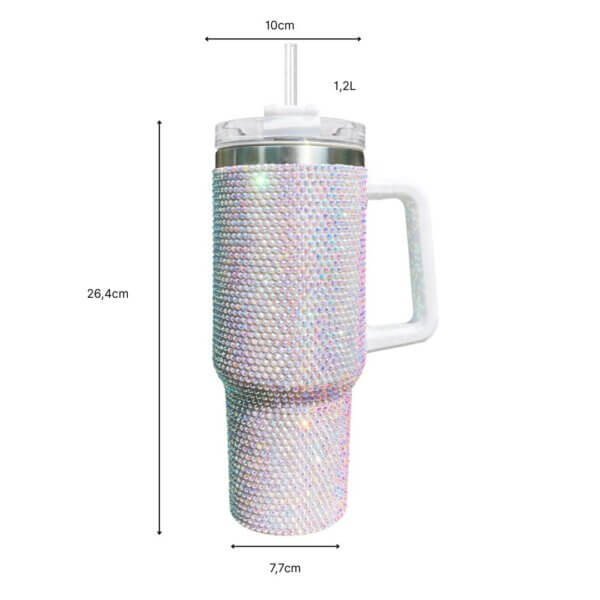 Rhinestone Tumbler Cup White XL