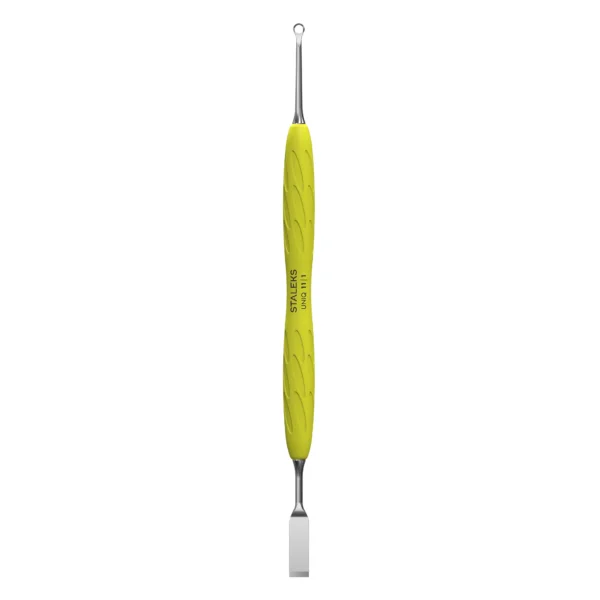 StaleksPusherRechtPlat_LusDuwerUniqGummi11Type1y_PQ-11_1y Staleks Pusher Recht Plat en Lus Duwer Uniq Gummi PQ-11/1y yellow