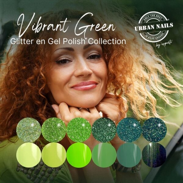 Vibrant Green Glitter en Gel Polish Collection