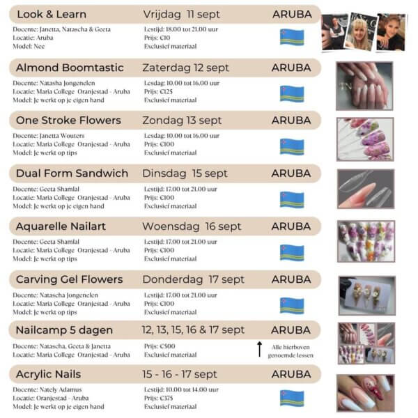 Nailcamp Aruba programma