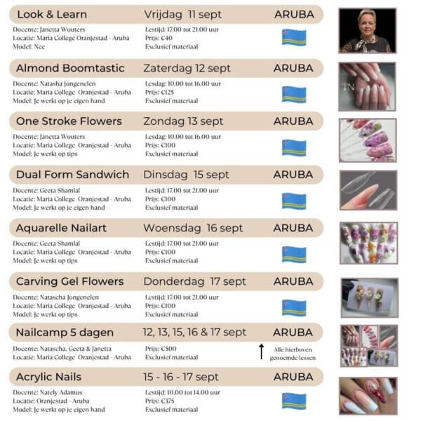 Nailcamp Aruba programma